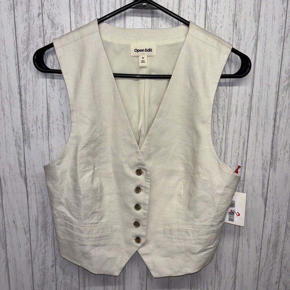 Womens Size M Open Edit Ivory Vest NWT